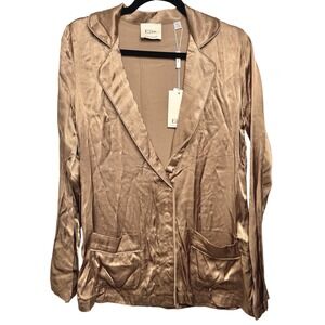 Elie Tahari Blazer Jacket Womens S Bronze Gold Shiny Career Business Casual‎ NWT